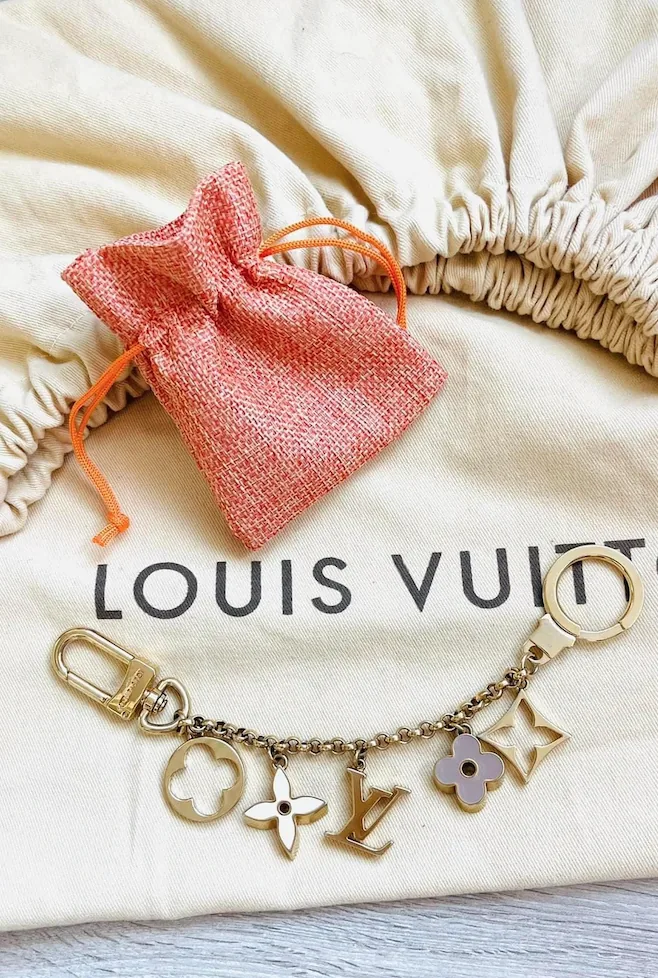 Fleur De Monogram Pastel Gold Chain Bag Charm — image 5
