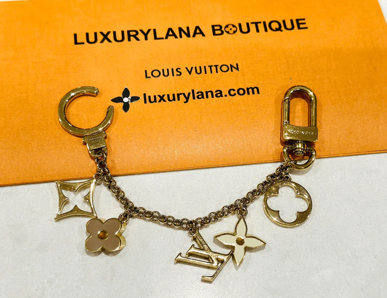 Fleur De Monogram Pastel Gold Chain Bag Charm — image 6