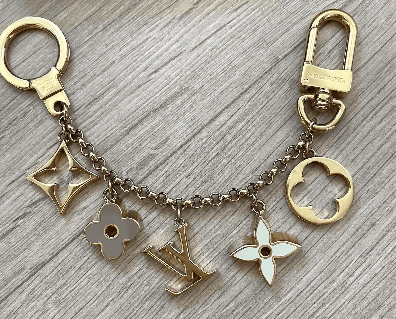 Fleur De Monogram Pastel Gold Chain Bag Charm — image 7