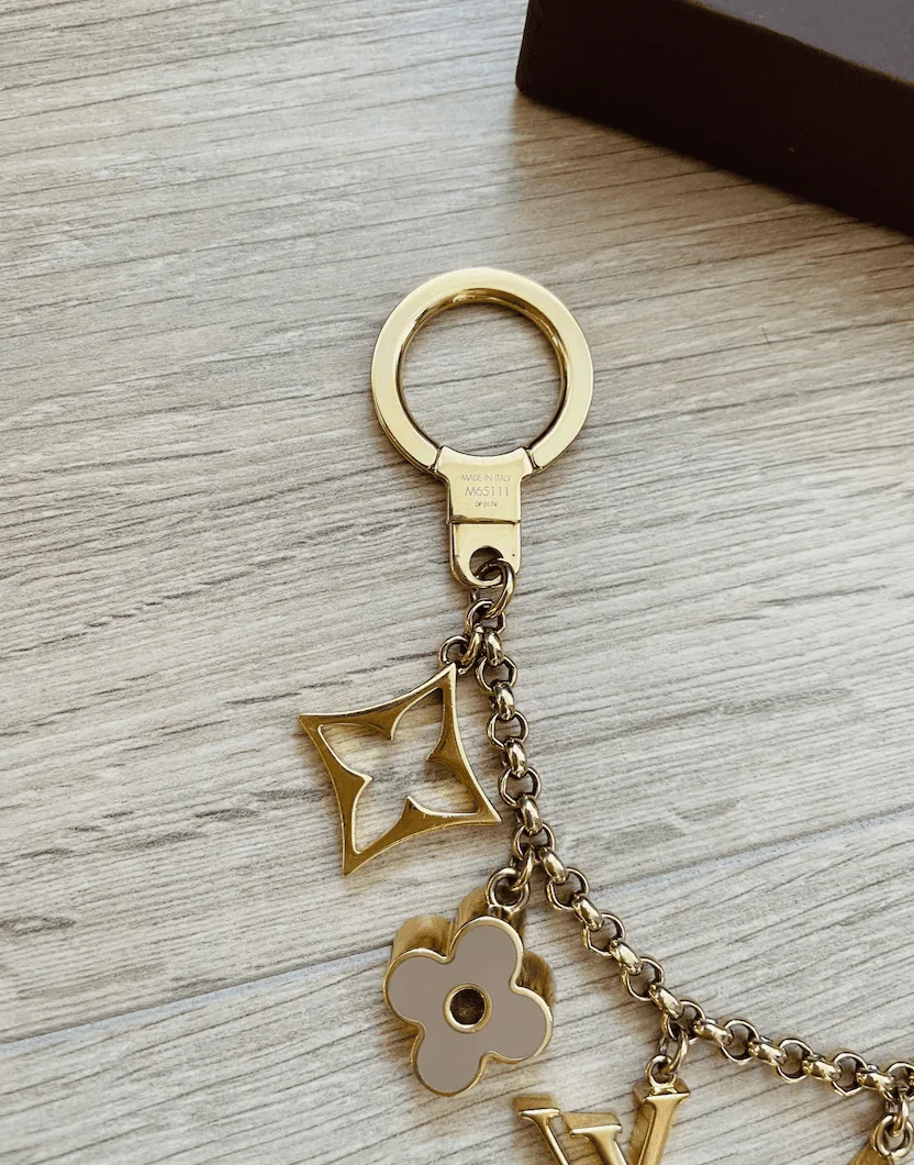 Fleur De Monogram Pastel Gold Chain Bag Charm — image 10