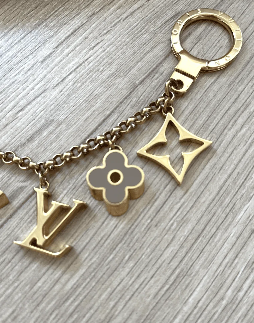 Fleur De Monogram Pastel Gold Chain Bag Charm — image 11