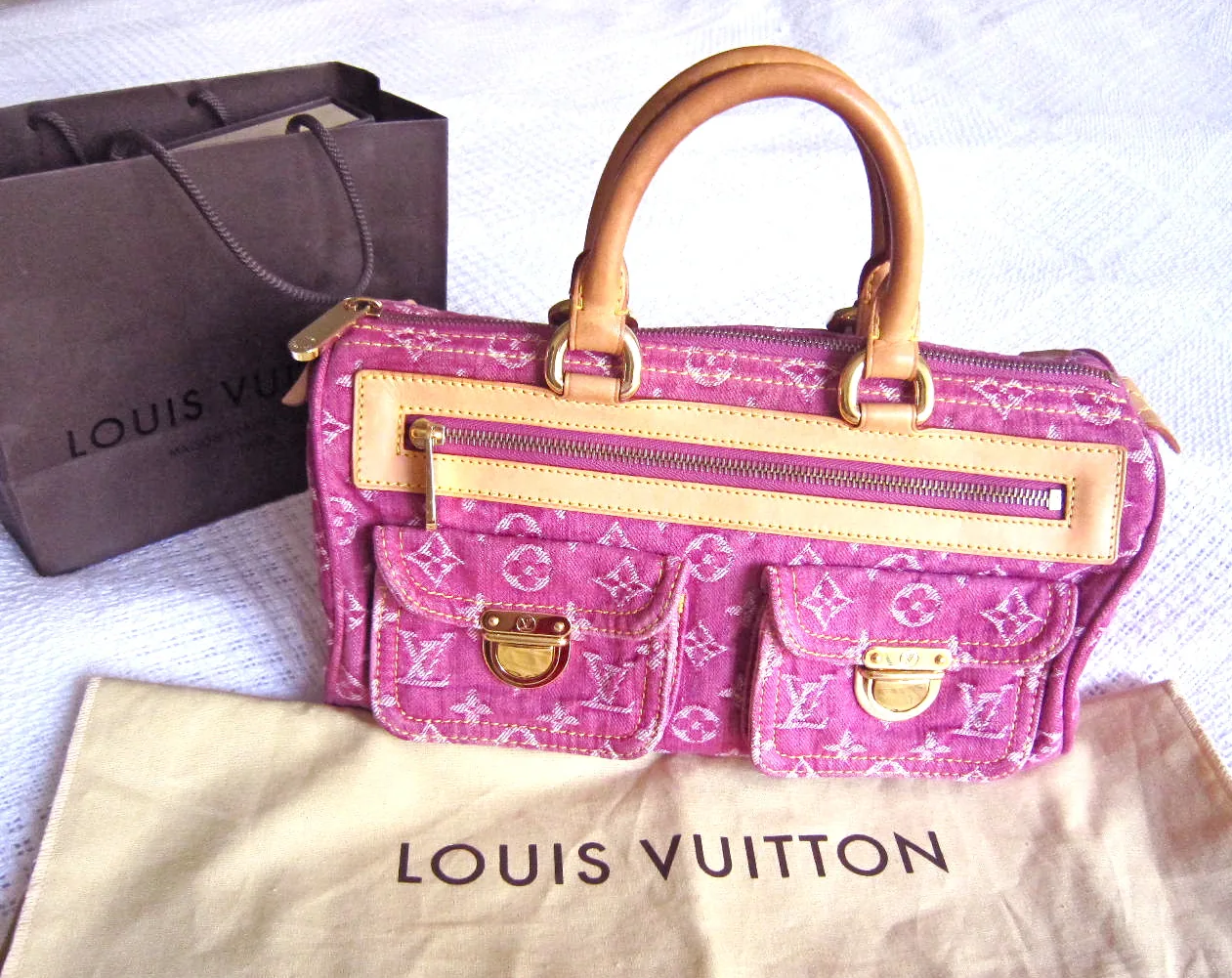 Fuchsia Monogram Denim Neo Speedy Handbag