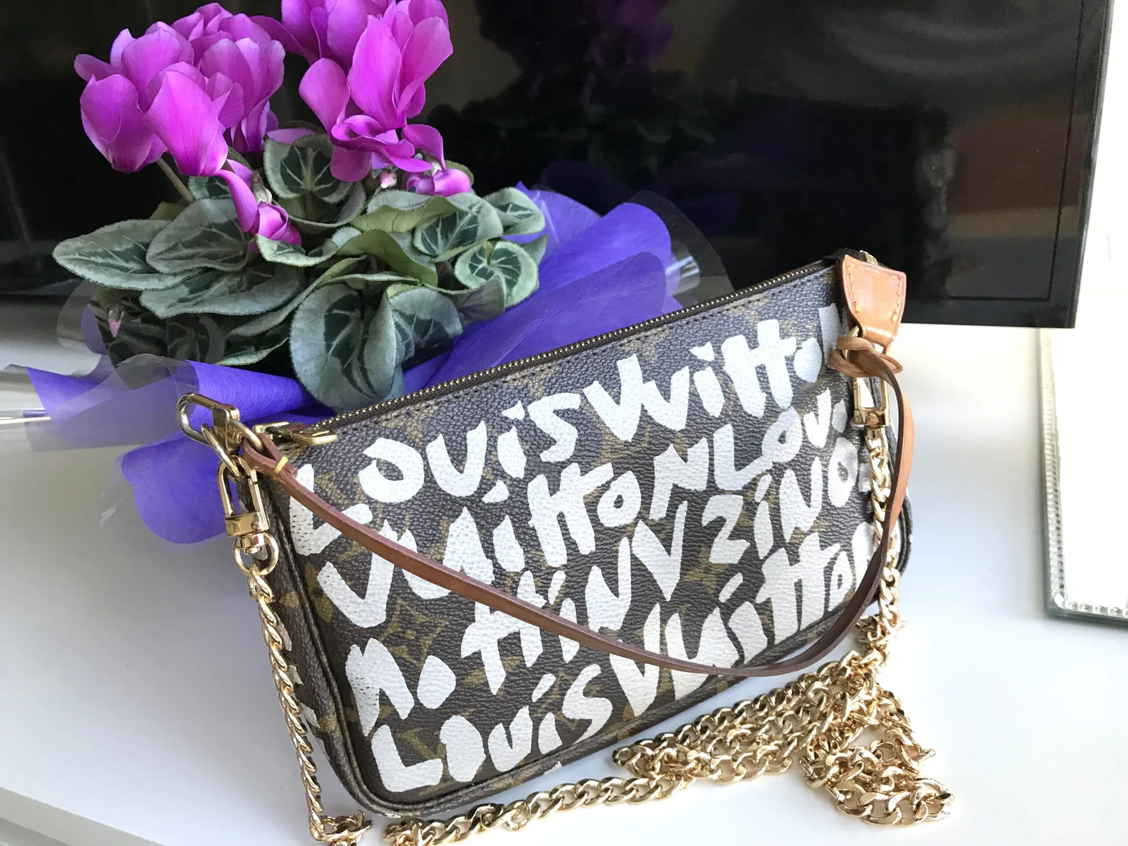 Graffiti Monogram Pochette Handbag w/Chain