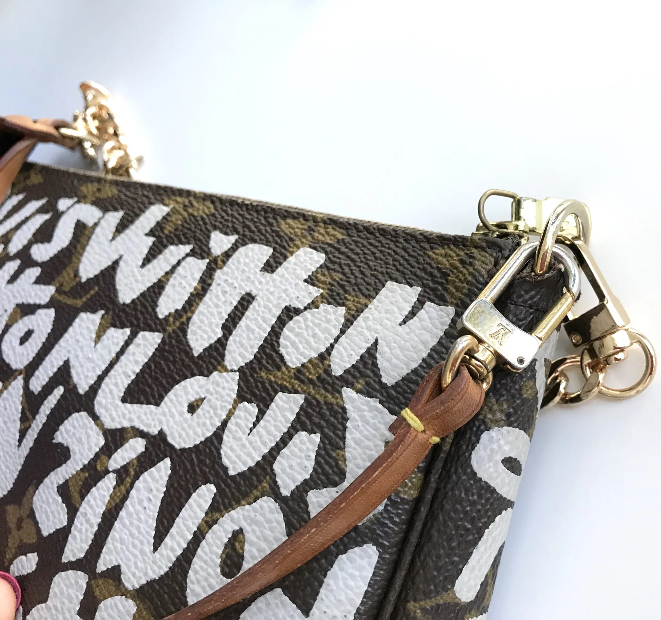 Graffiti Monogram Pochette Handbag w/Chain — image 12