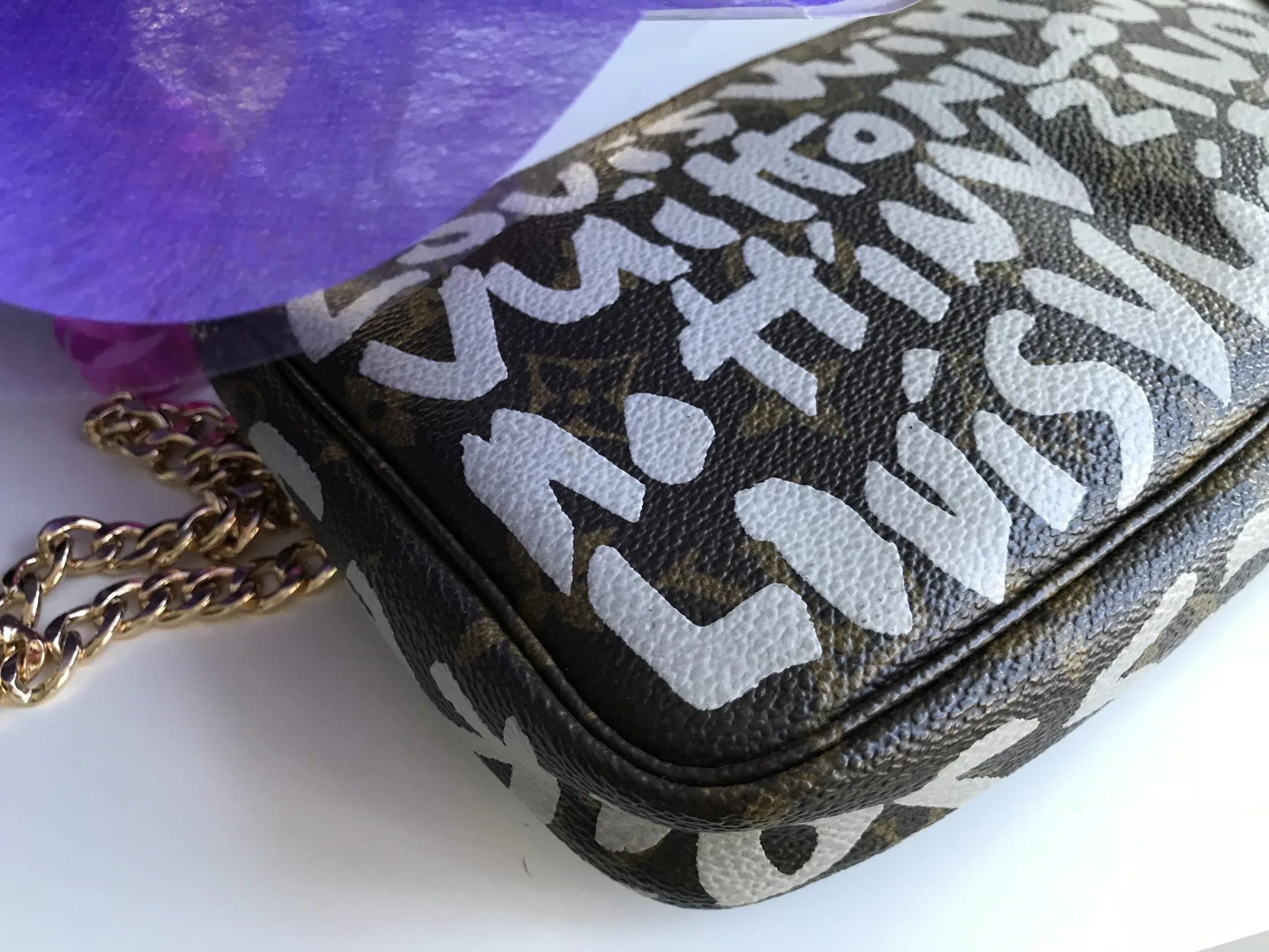 Graffiti Monogram Pochette Handbag w/Chain — image 14