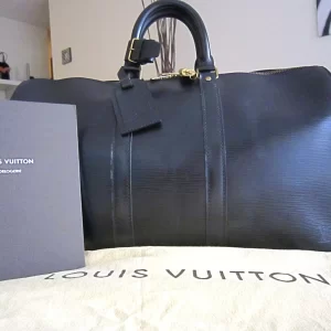 Keepall Black Epi Leather Travel Bag