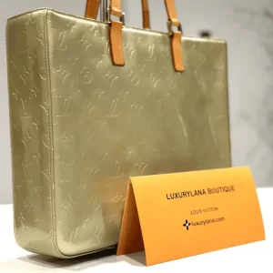 Large Columbus Silver Green-Yellow Tote Bag