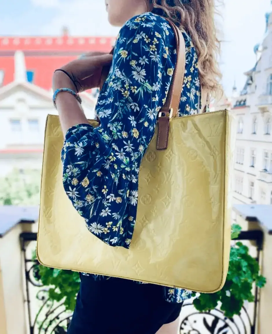 Large Columbus Silver Green-Yellow Tote Bag — image 4