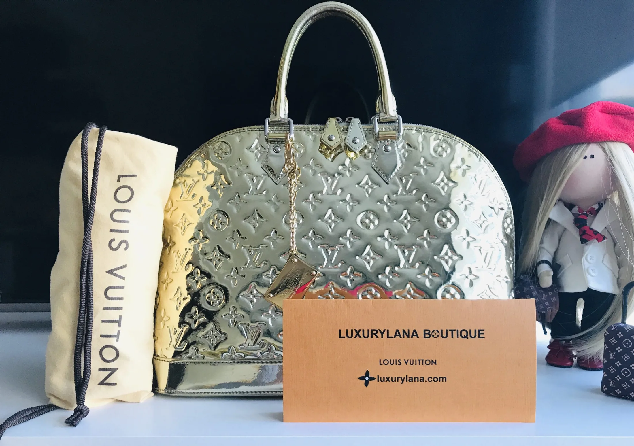 Louis Vuitton Miroir Mirror Gold Alma GM Handbag