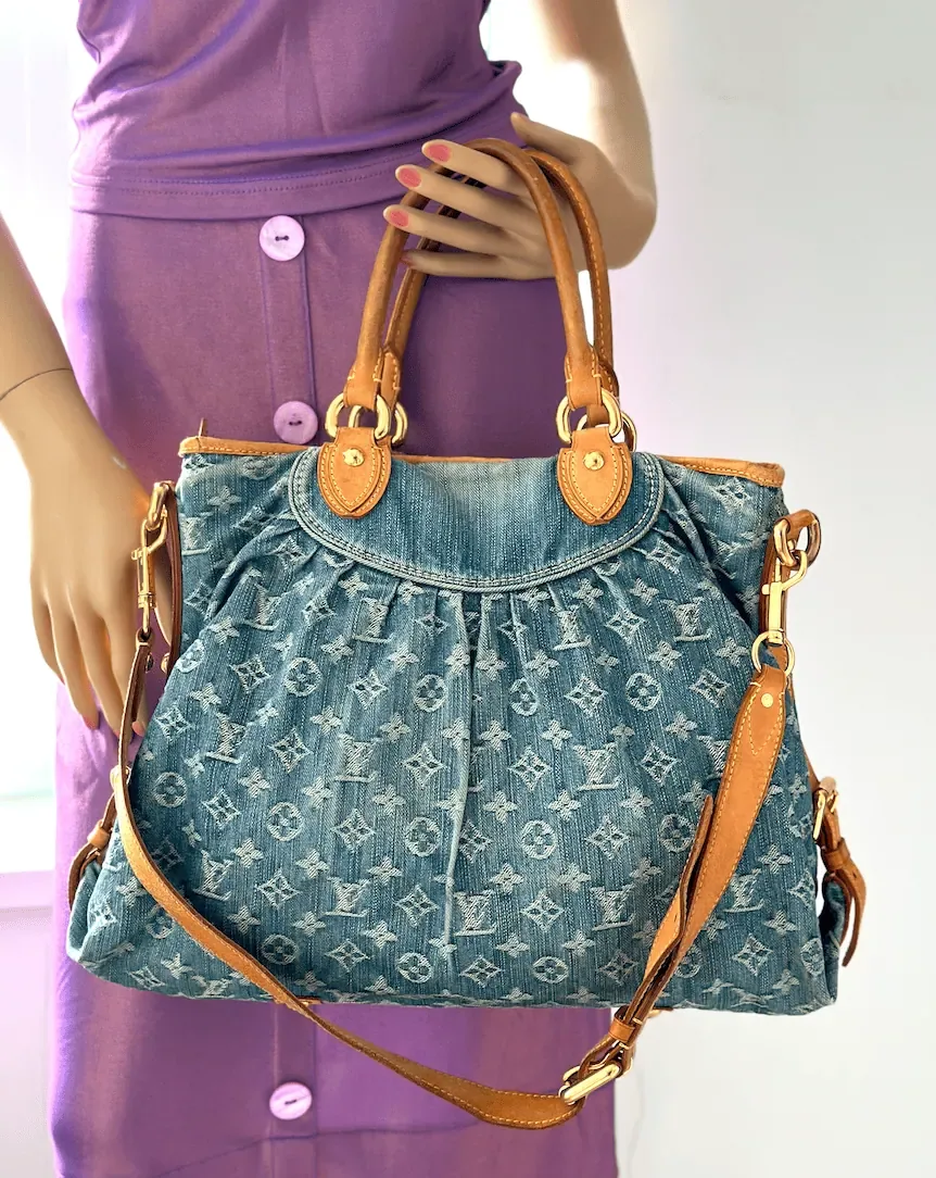 Monogram Blue Denim Neo Cabby MM Handbag — image 3