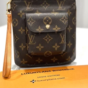 Monogram Partition Wristlet Pouch Bag