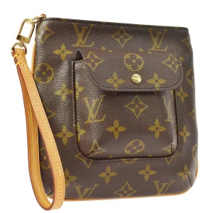 Monogram Partition Wristlet Pouch Bag