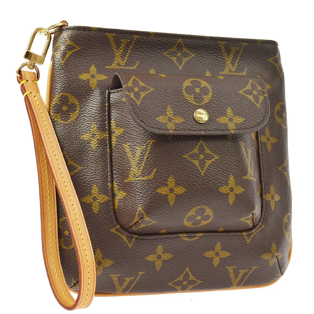 Monogram Partition Wristlet Pouch Bag