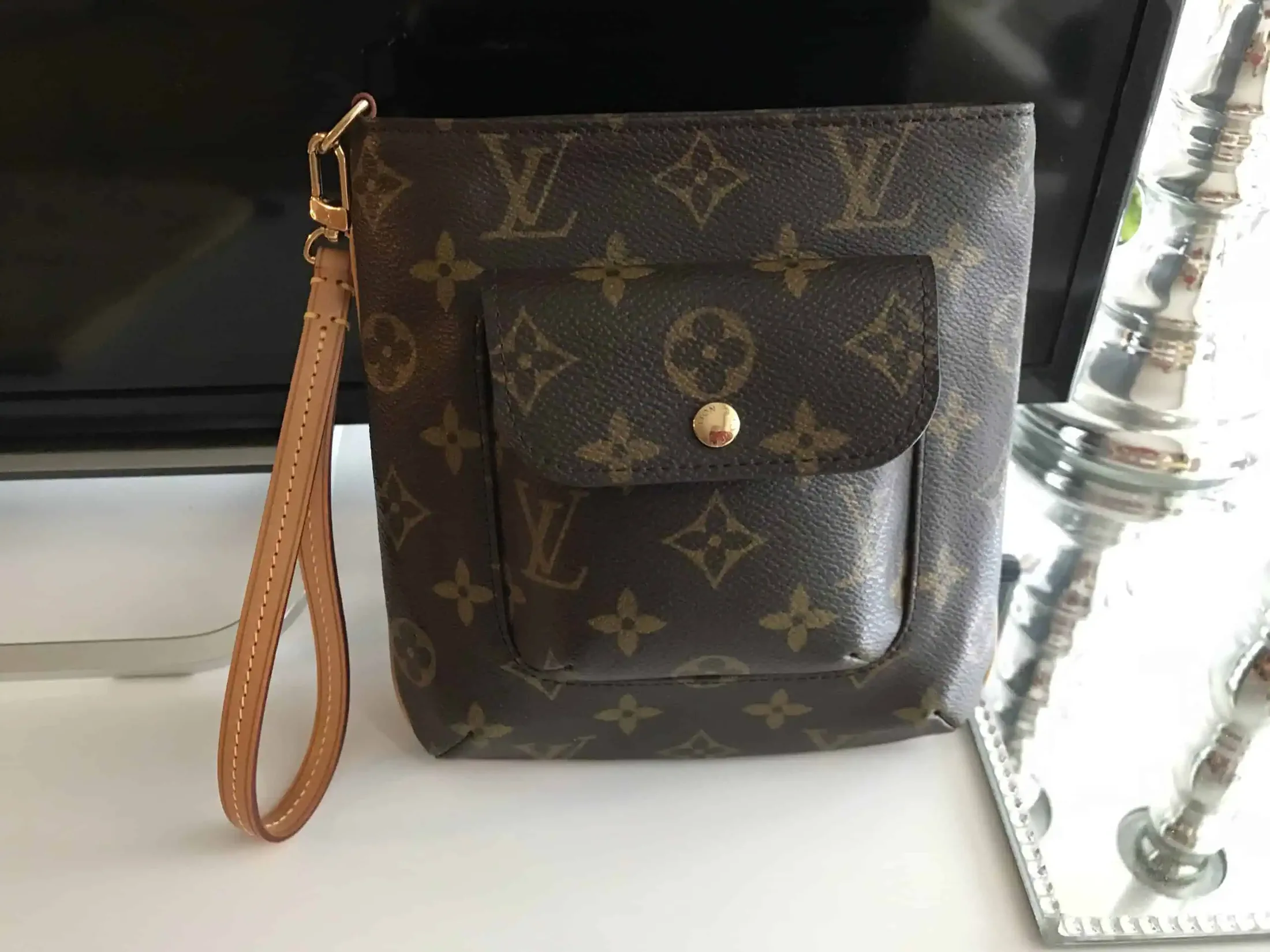 Monogram Partition Wristlet Pouch Bag — image 3
