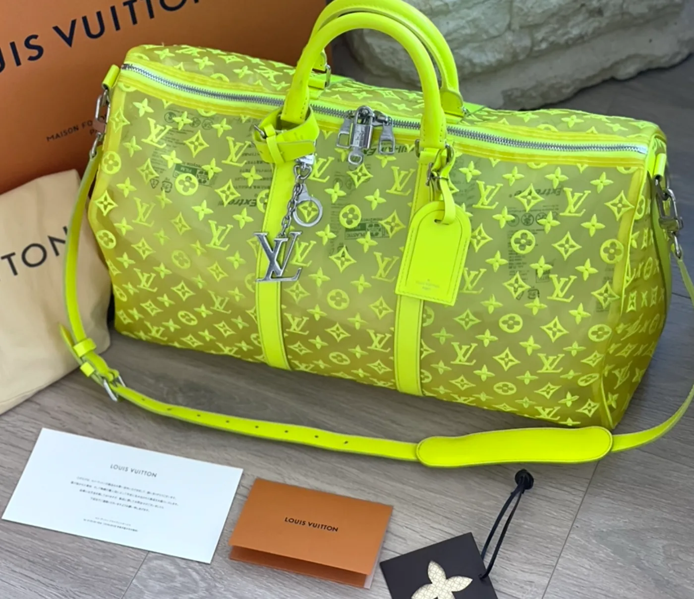 Monogram See Through Mesh Neon Keepall Bandoulière 50 Handbag — image 3