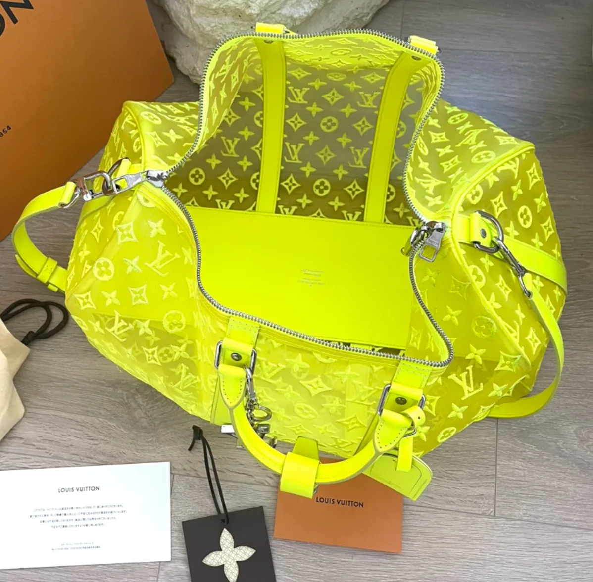 Monogram See Through Mesh Neon Keepall Bandoulière 50 Handbag — image 8