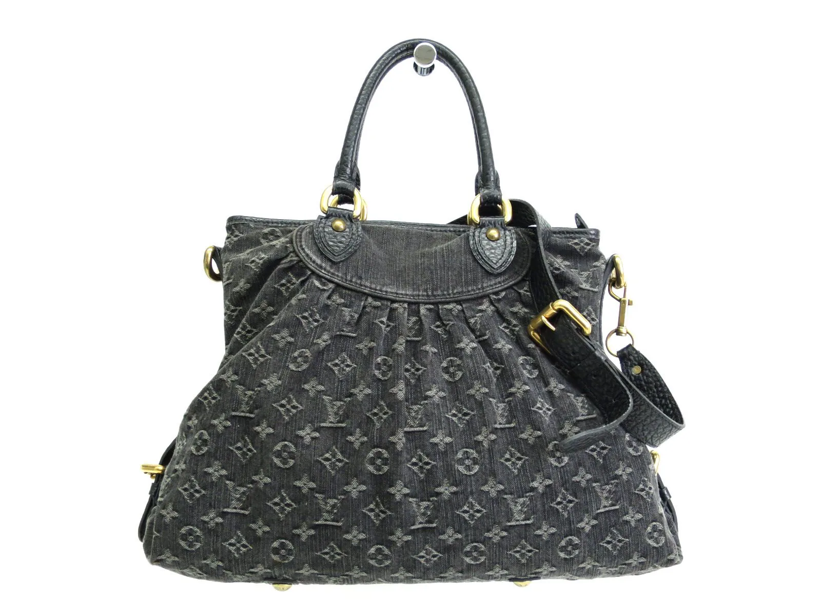Black Monogram Denim Neo Cabby Shoulder Bag