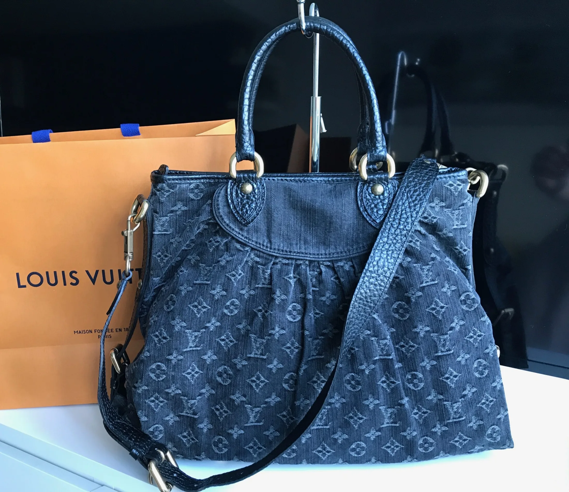 Black Monogram Denim Neo Cabby Shoulder Bag — image 2