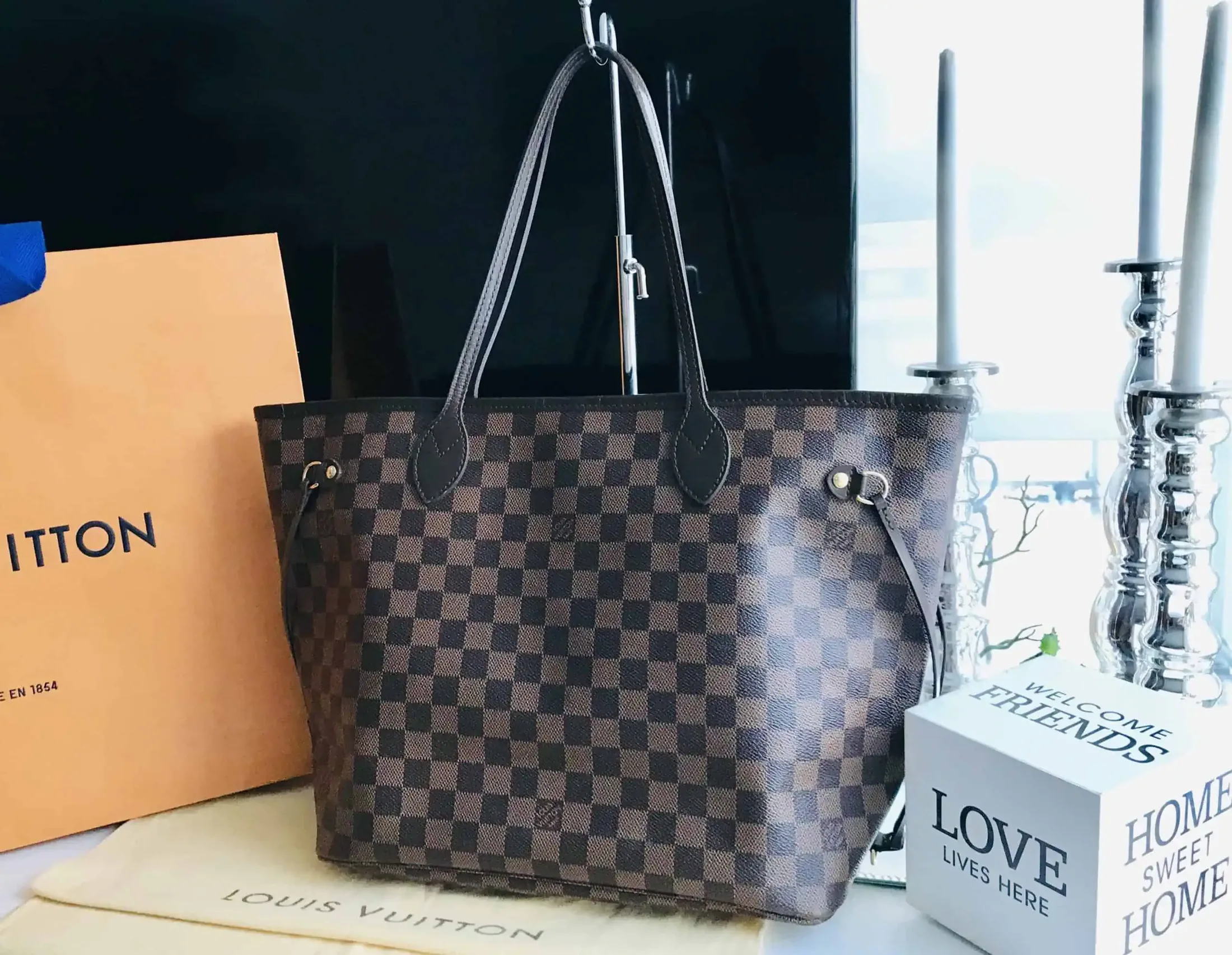 Neverfull MM Damier Ebene Tote Handbag