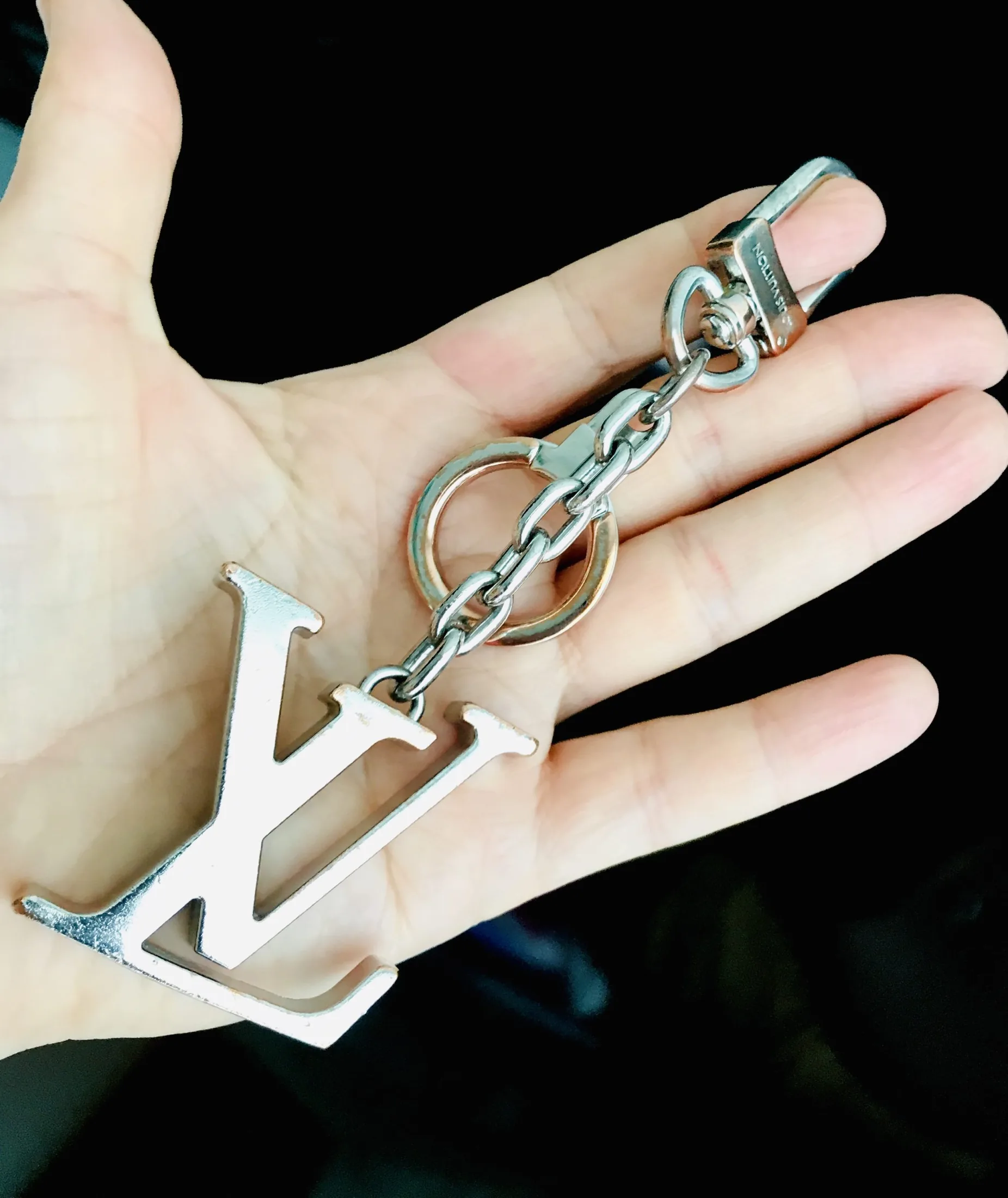 Palladium Plated LV Initiales Key Holder/Bag Charm — image 4