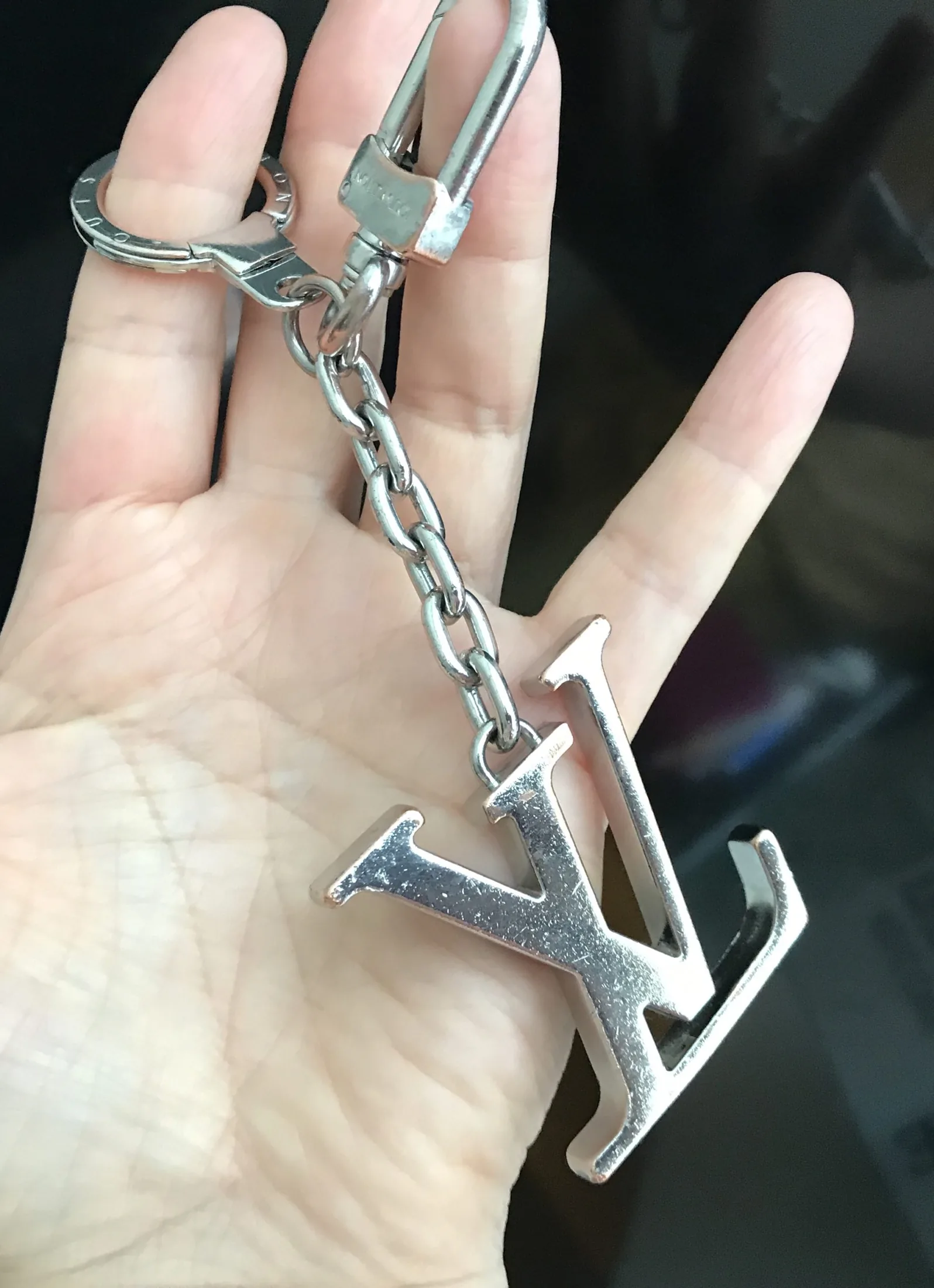 Palladium Plated LV Initiales Key Holder/Bag Charm — image 5