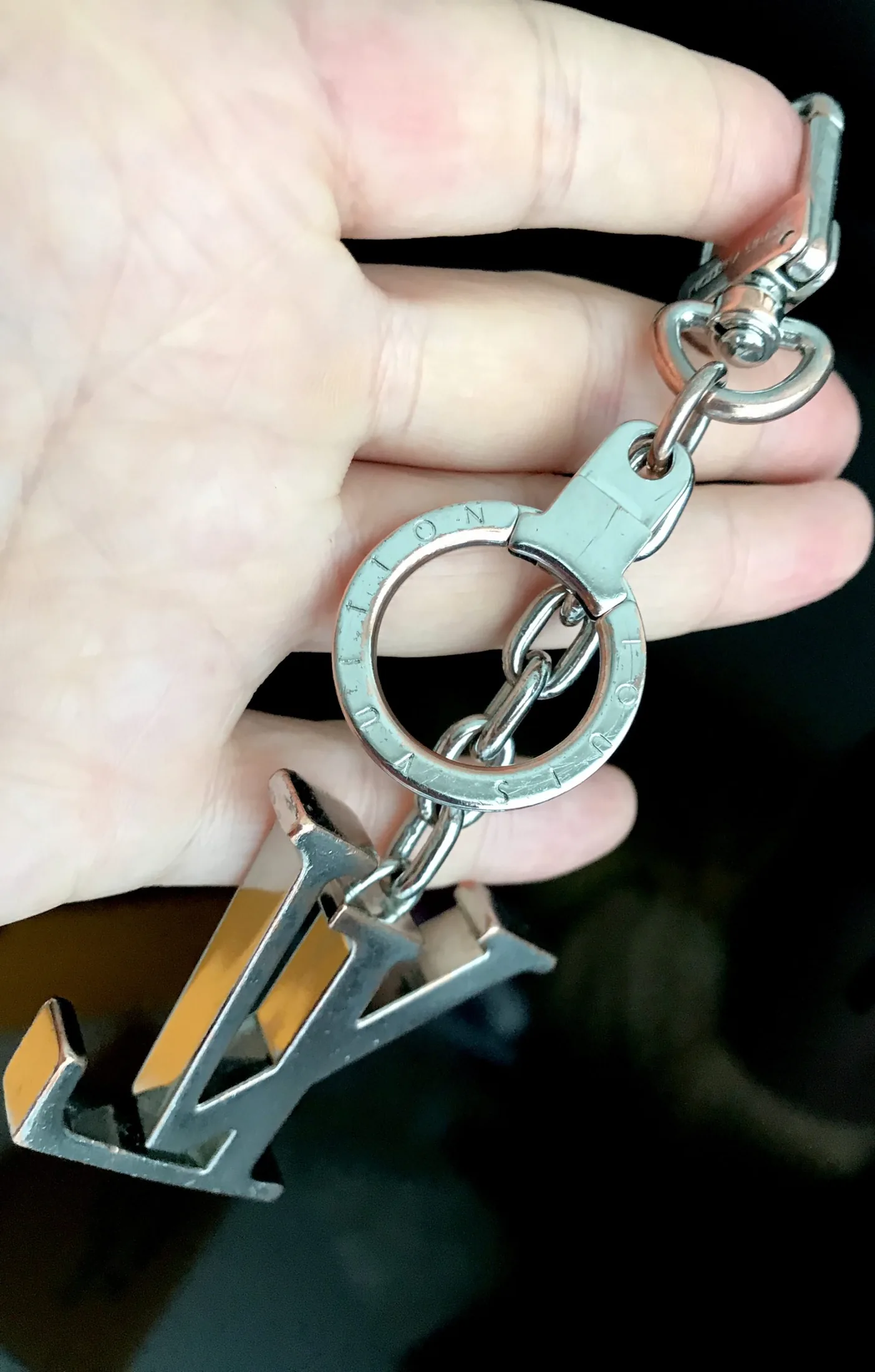Palladium Plated LV Initiales Key Holder/Bag Charm — image 6