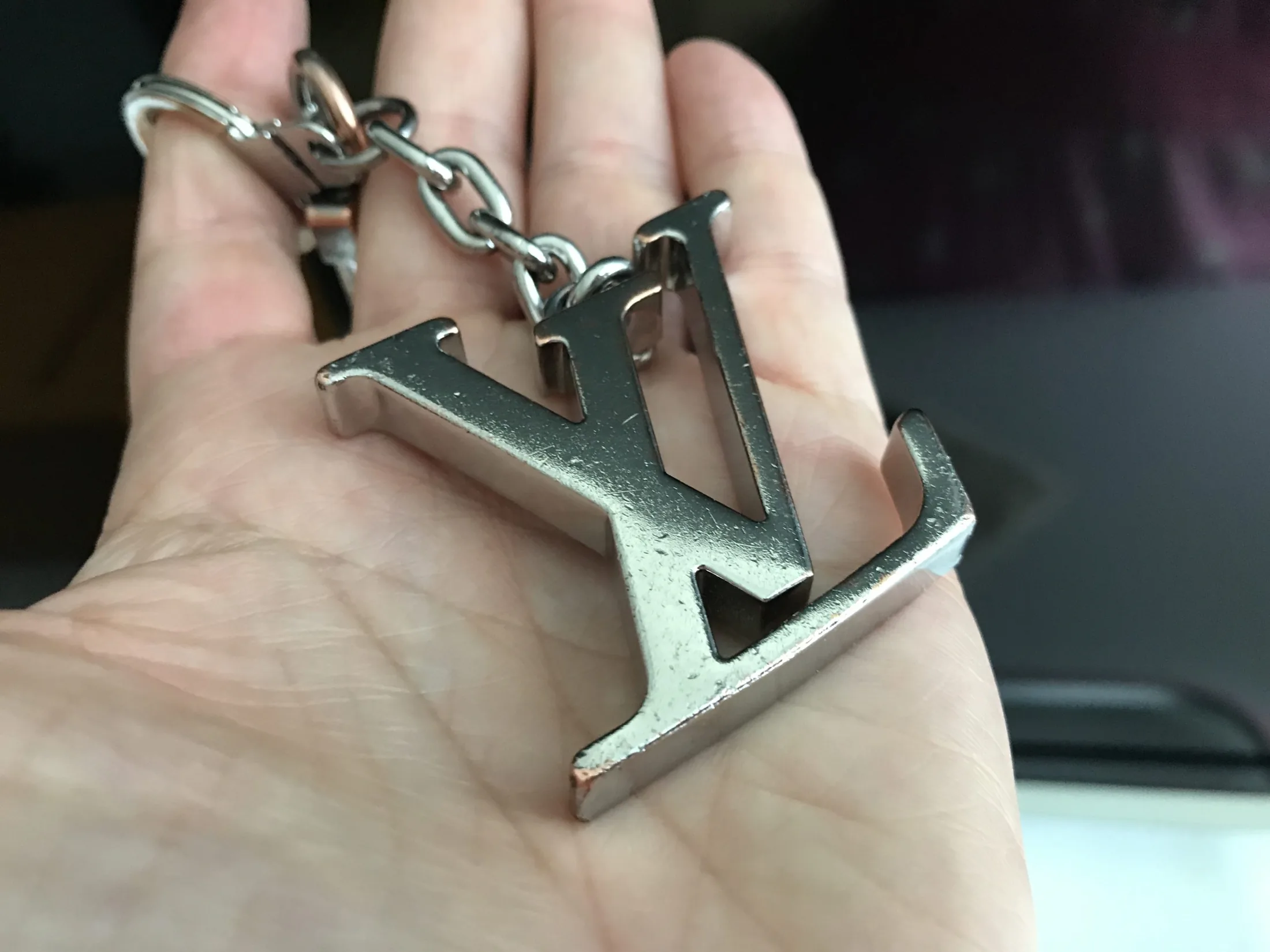 Palladium Plated LV Initiales Key Holder/Bag Charm — image 7