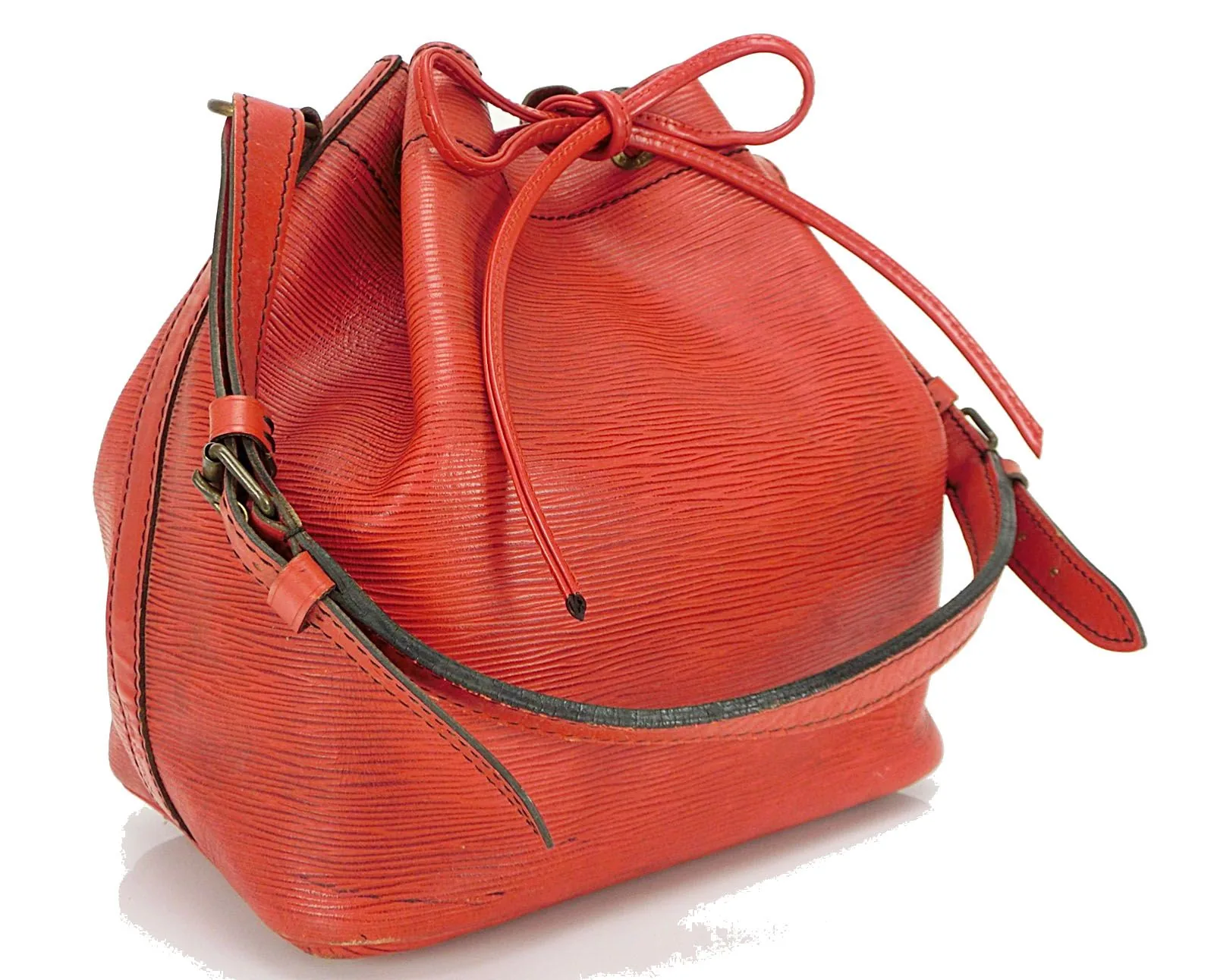 Petit Noe Red Epi Leather Bucket Bag