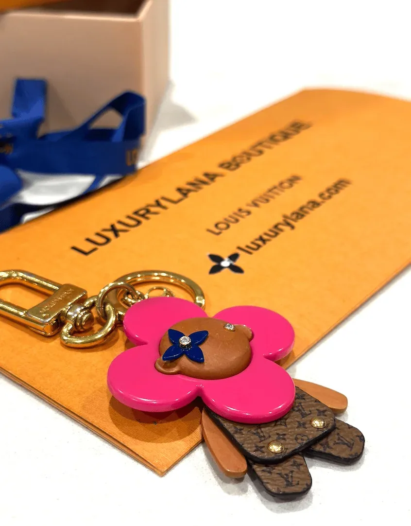 Louis Vuitton Pink Resin Puppet Monogram Flower Wood Vivienne Key Holder/Bag Charm — image 4