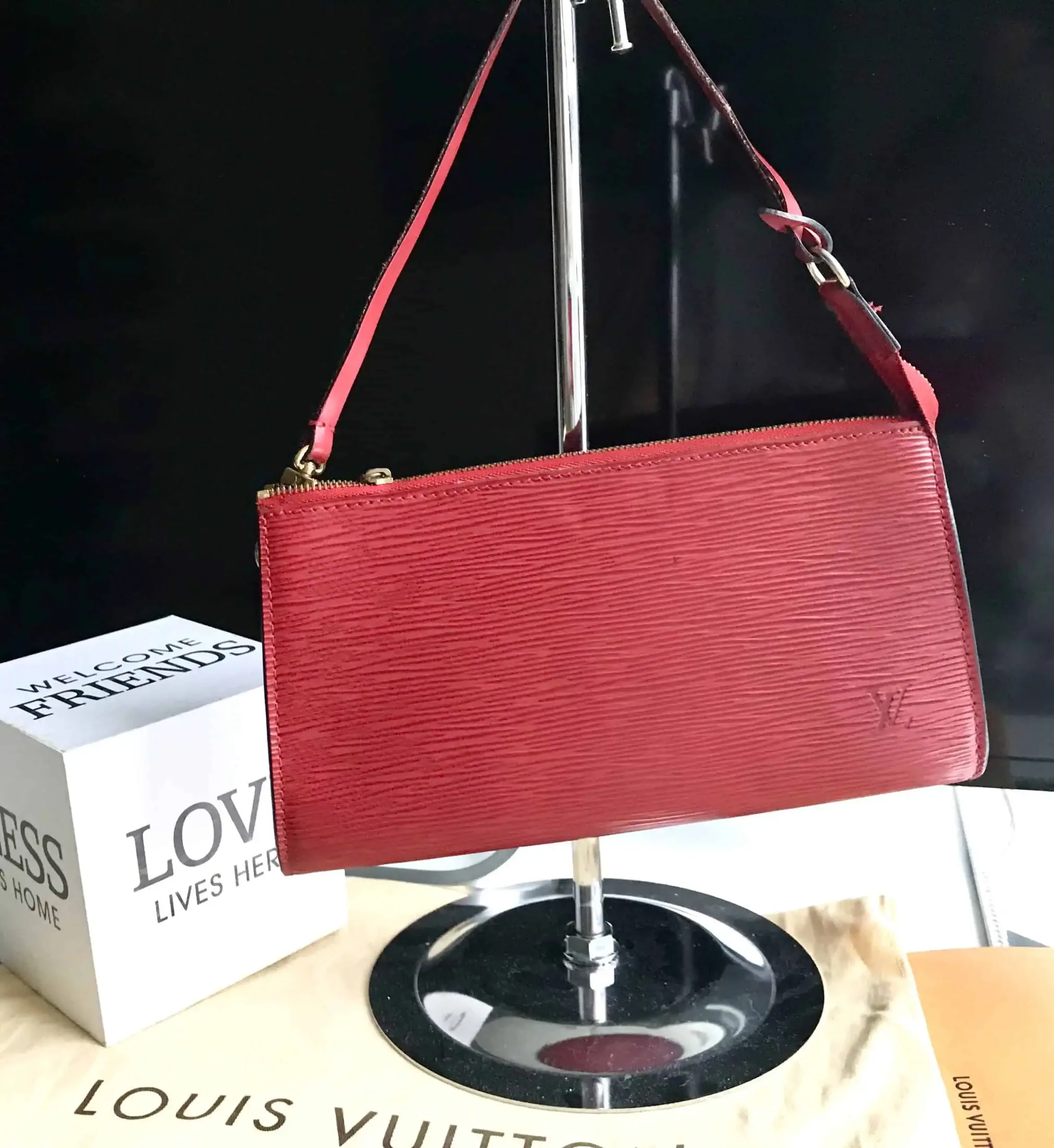 Red Epi Leather Pochette Handbag