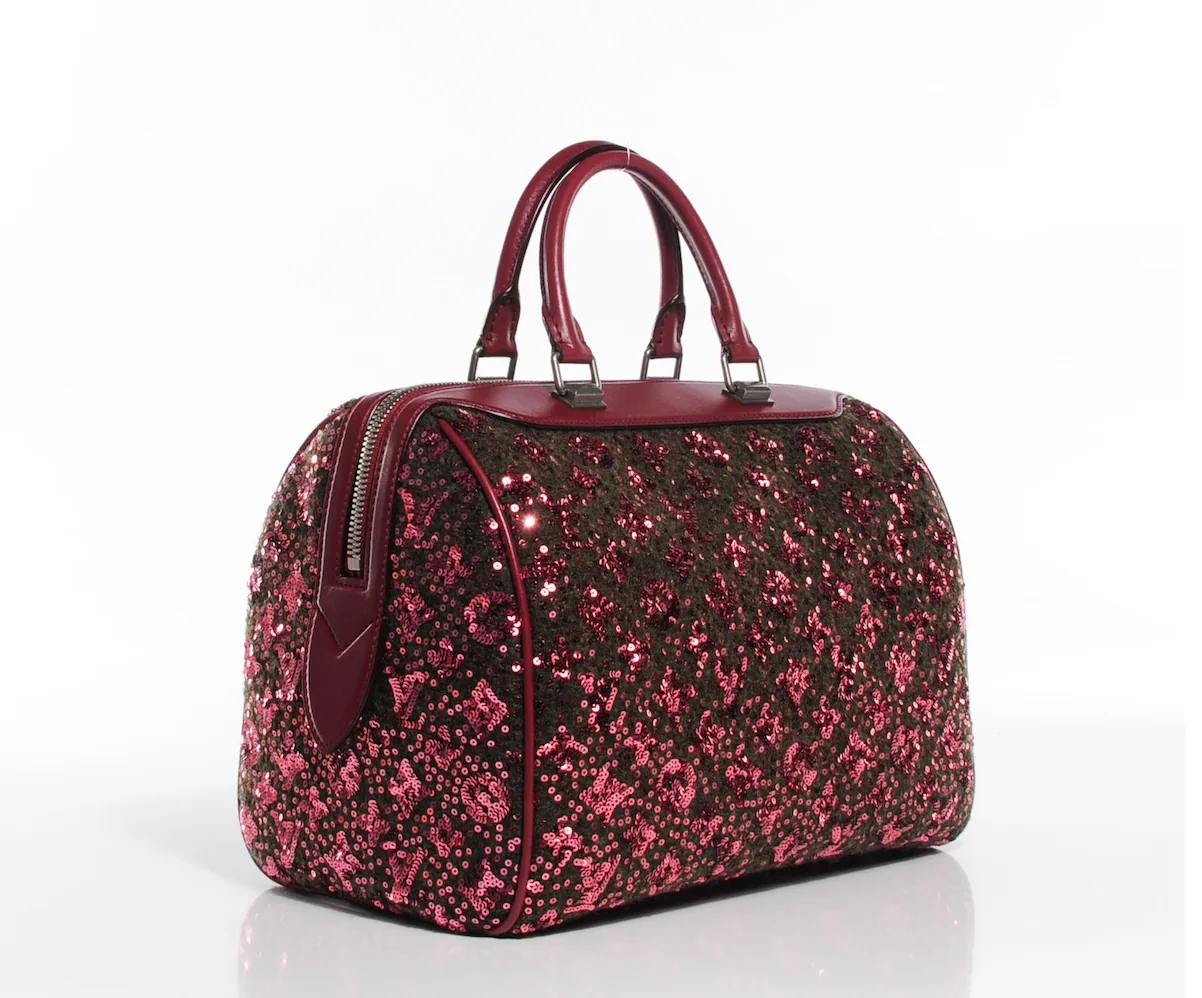 Sequin Burgundy Monogram Sunshine Express Speedy 30 Satchel — image 2