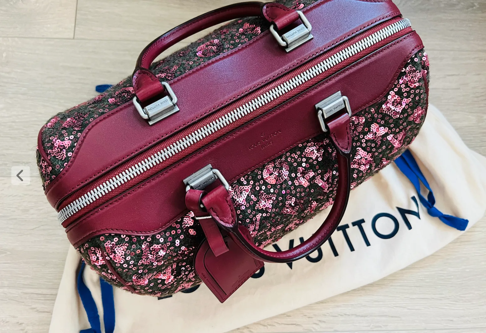 Sequin Burgundy Monogram Sunshine Express Speedy 30 Satchel — image 6