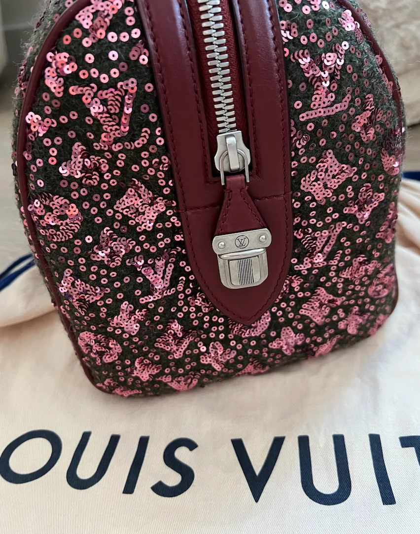Sequin Burgundy Monogram Sunshine Express Speedy 30 Satchel — image 7