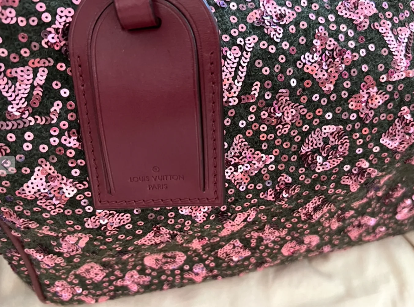 Sequin Burgundy Monogram Sunshine Express Speedy 30 Satchel — image 9