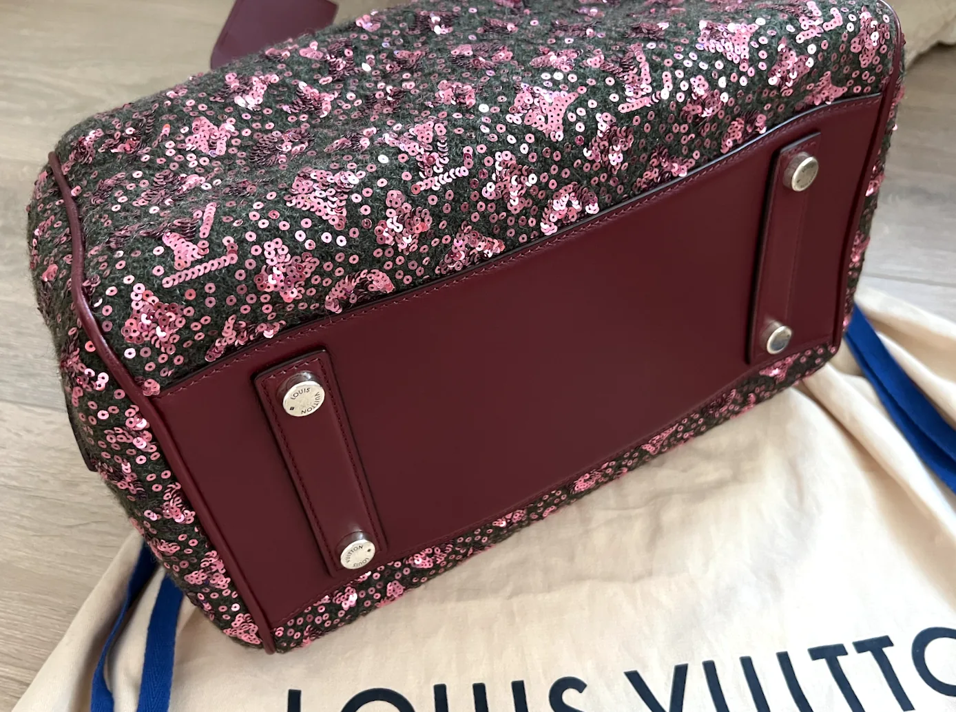 Sequin Burgundy Monogram Sunshine Express Speedy 30 Satchel — image 10