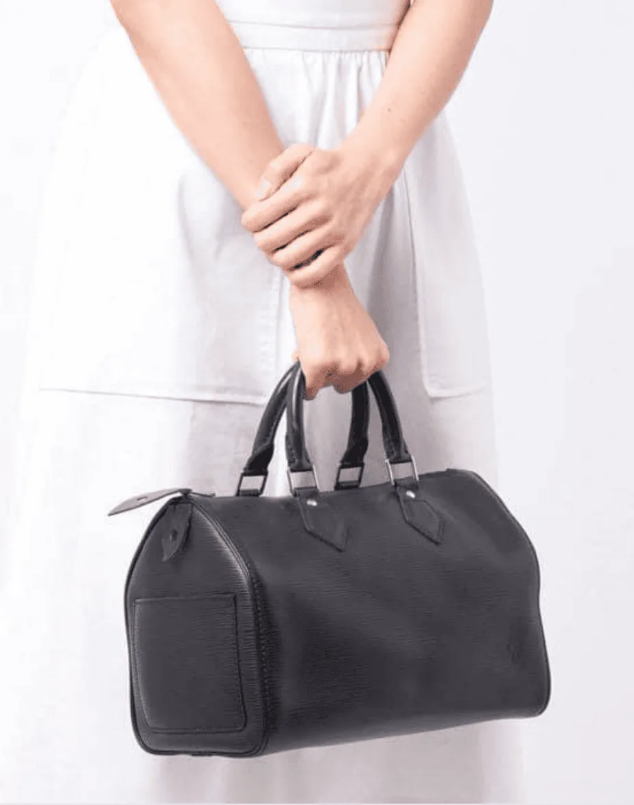 Speedy 30 Black Epi Leather Handbag