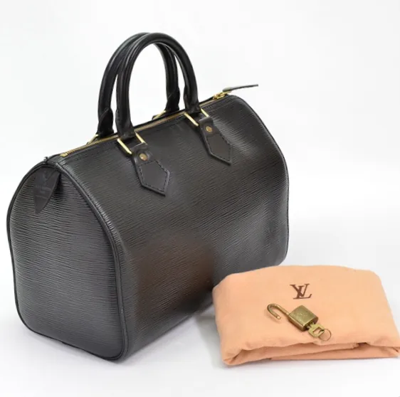 Speedy 25 Black Epi Leather Handbag