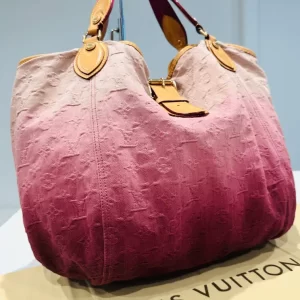 Sunbeam Monogram Denim Pink-Rouge Ombré Large Tote Handbag