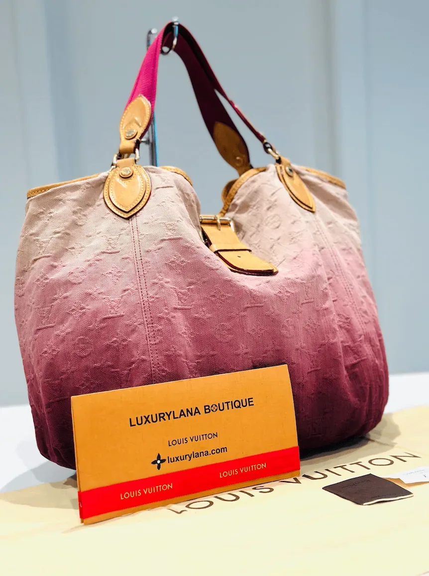 Sunbeam Monogram Denim Pink-Rouge Ombré Large Tote Handbag — image 2