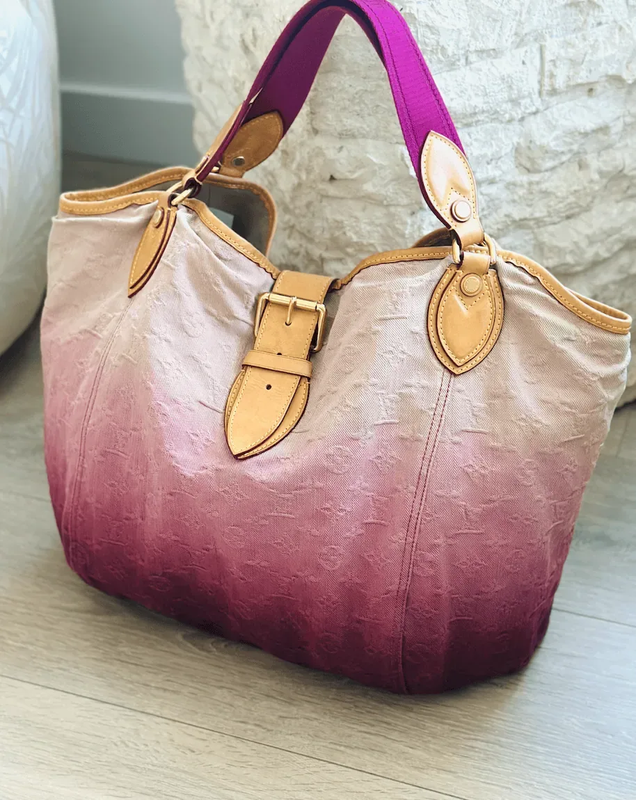 Sunbeam Monogram Denim Pink-Rouge Ombré Large Tote Handbag — image 3