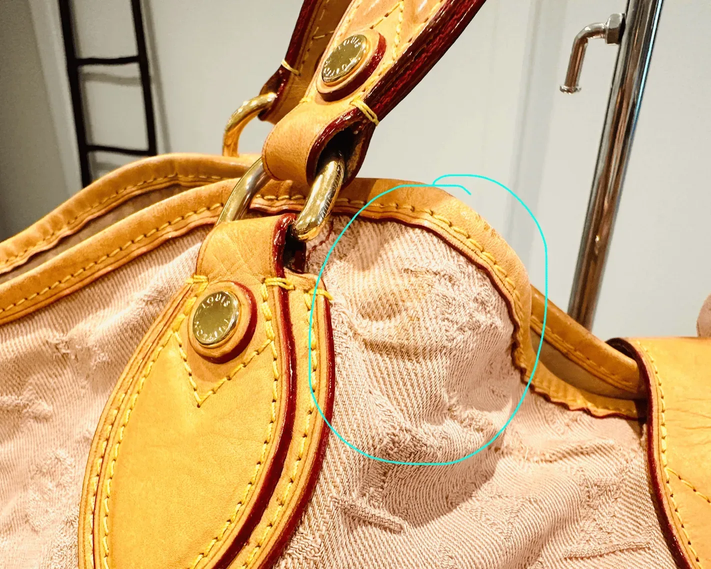 Sunbeam Monogram Denim Pink-Rouge Ombré Large Tote Handbag — image 12