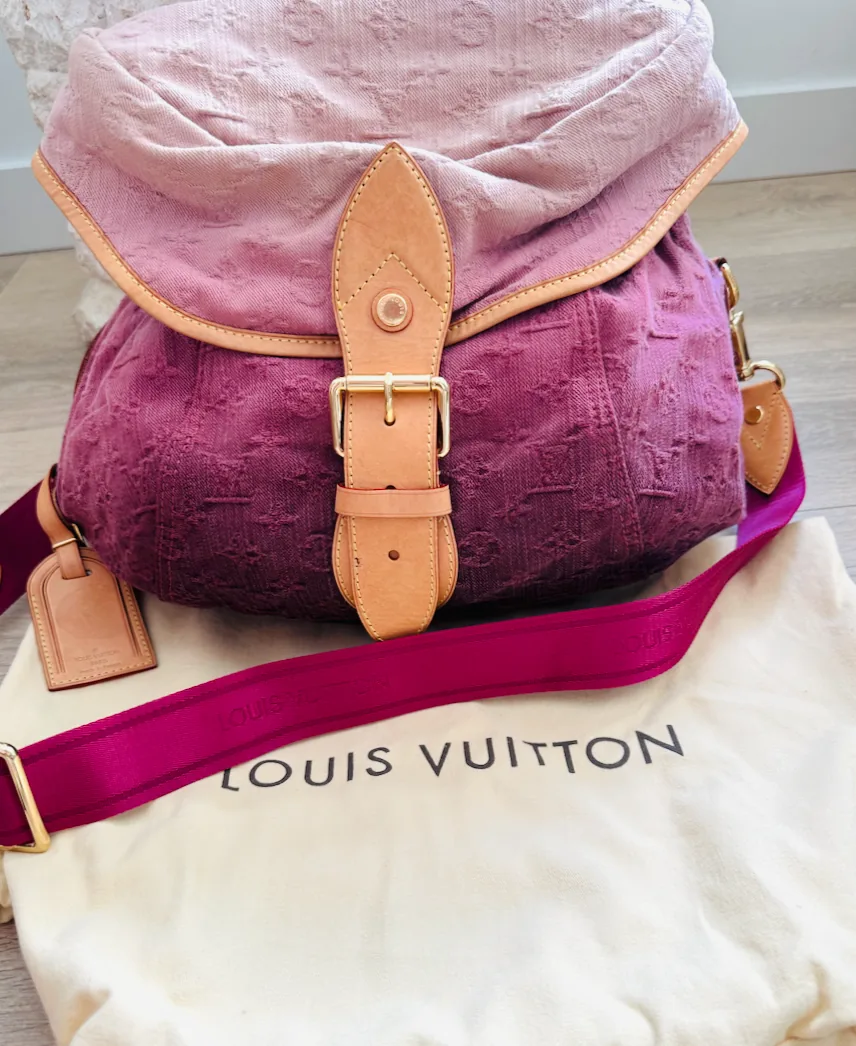 Sunshine Rose Purple Denim Gradient Ombre Crossbody Bag