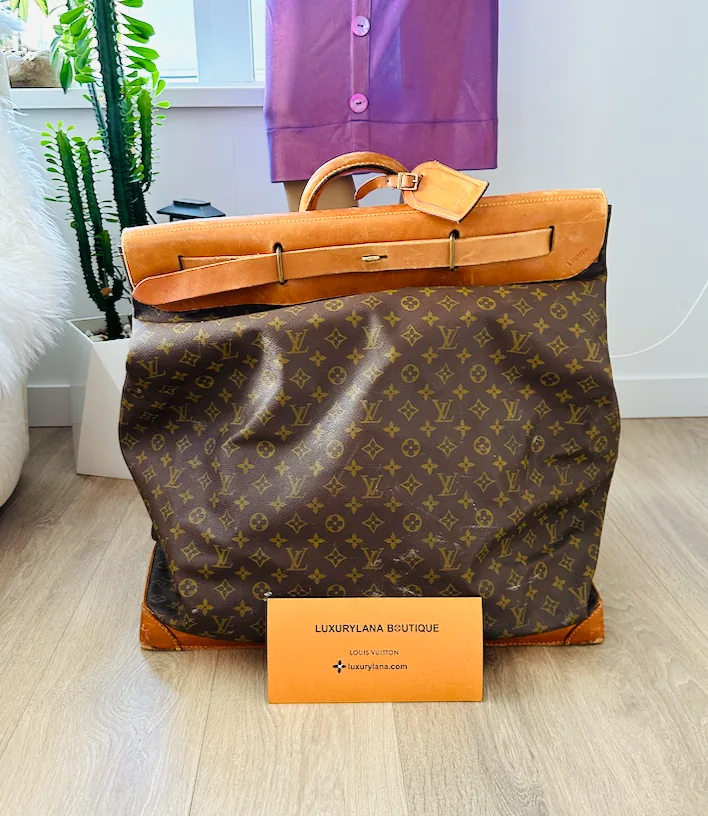 Vintage Monogram Steamer Bag Suitcase Travel Antique Trunk — image 3