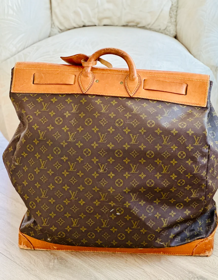 Vintage Monogram Steamer Bag Suitcase Travel Antique Trunk — image 4