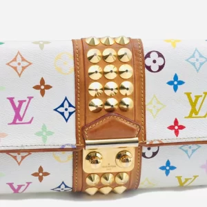 White Multicolor Courtney Studs Clutch