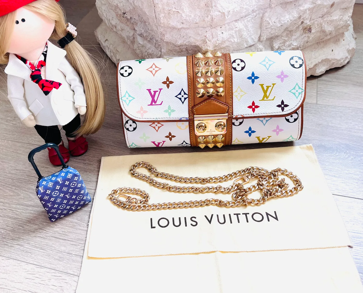 White Multicolor Courtney Studs Clutch — image 6