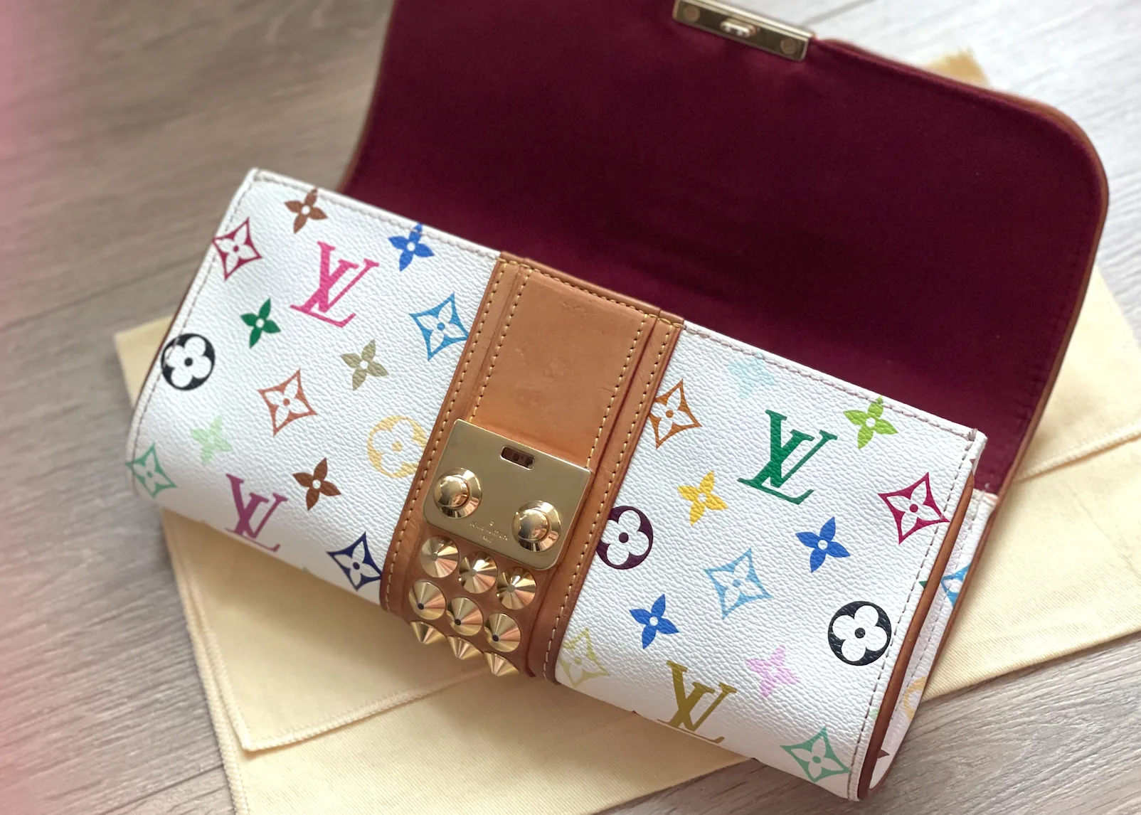 White Multicolor Courtney Studs Clutch — image 9