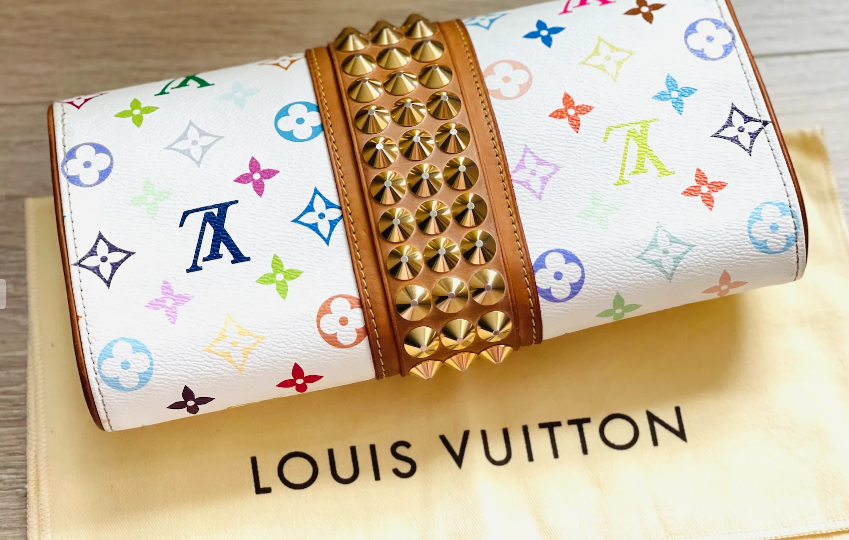 White Multicolor Courtney Studs Clutch — image 11