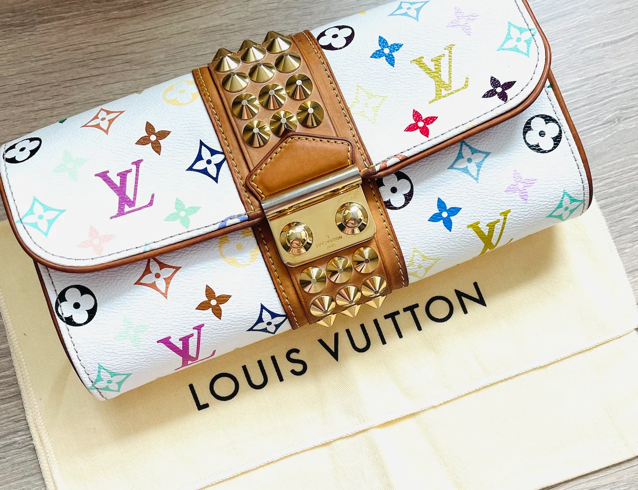White Multicolor Courtney Studs Clutch — image 12