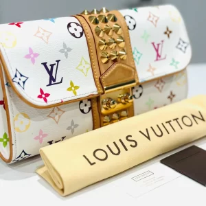 White Multicolor Courtney Studs Pochette Clutch